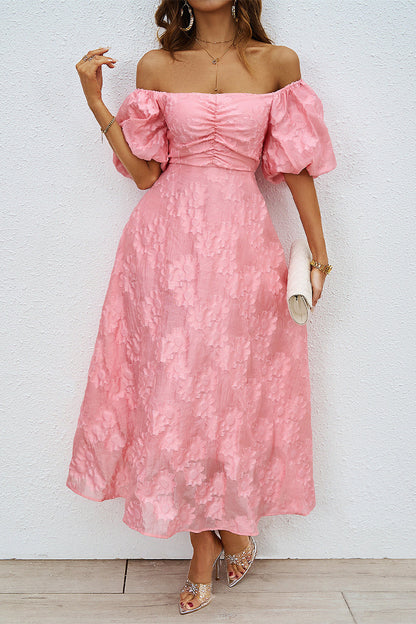 Vestido de fiesta de manga corta con hombros descubiertos y fruncido para uso diario (3 colores)