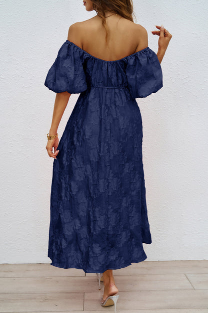 Vestido de fiesta de manga corta con hombros descubiertos y fruncido para uso diario (3 colores)