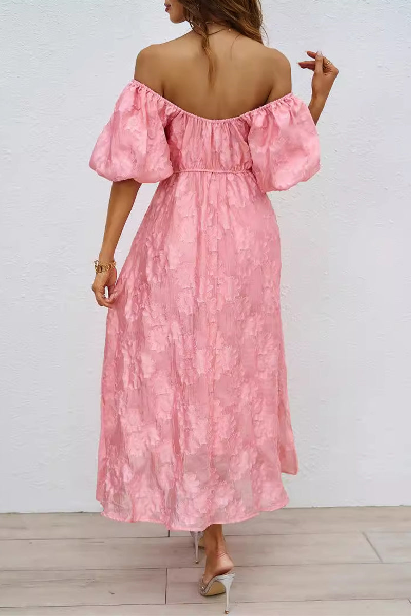 Vestido de fiesta de manga corta con hombros descubiertos y fruncido para uso diario (3 colores)