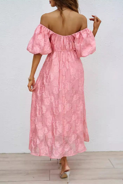 Vestido de fiesta de manga corta con hombros descubiertos y fruncido para uso diario (3 colores)