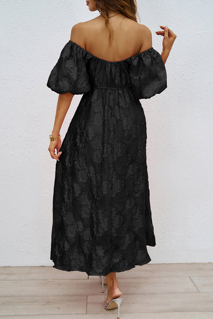 Vestido de fiesta de manga corta con hombros descubiertos y fruncido para uso diario (3 colores)