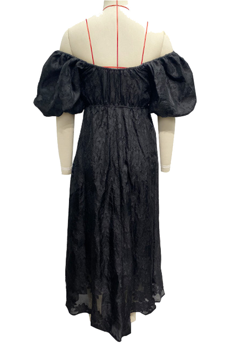 Vestido de fiesta de manga corta con hombros descubiertos y fruncido para uso diario (3 colores)