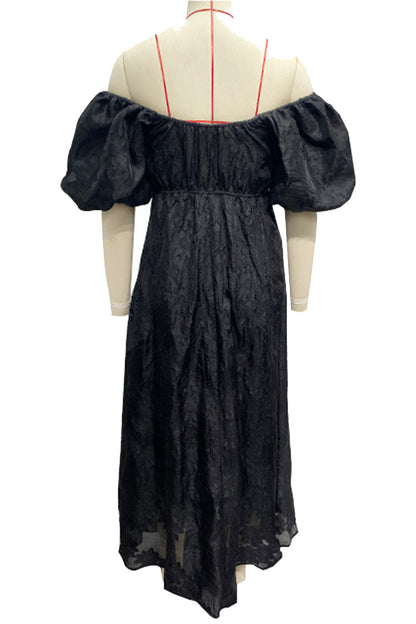 Vestido de fiesta de manga corta con hombros descubiertos y fruncido para uso diario (3 colores)