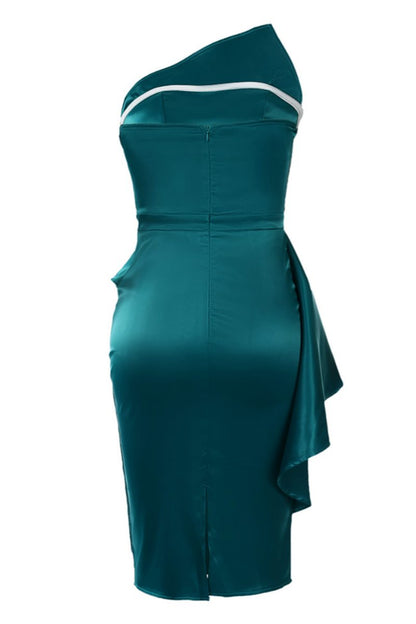 Vestidos sexis de fiesta de color sólido con espalda descubierta y patchwork sin tirantes con falda cruzada
