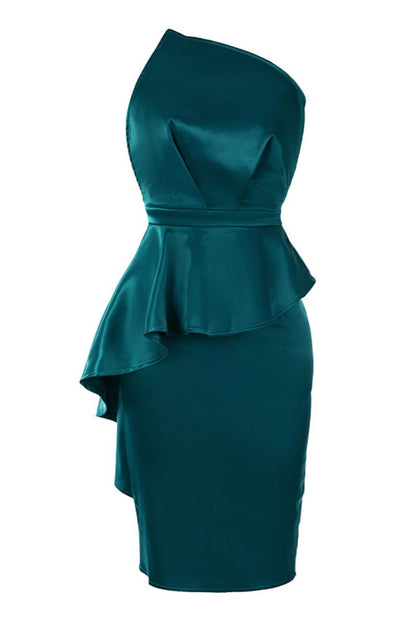 Vestidos sexis de fiesta de color sólido con espalda descubierta y patchwork sin tirantes con falda cruzada