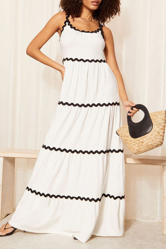 Vestidos de celebridades con espalda descubierta, patchwork, tirantes finos en contraste