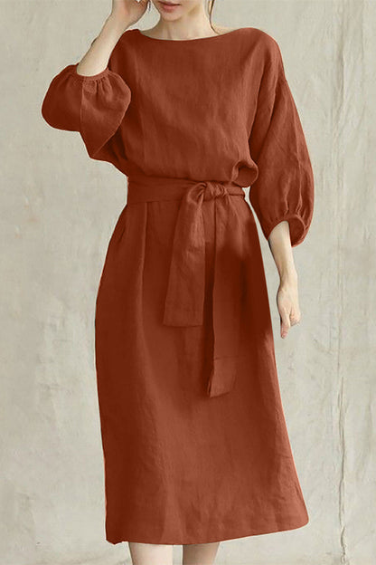 Vestidos casuales de corte A con cuello redondo, de color liso y encaje (12 colores)