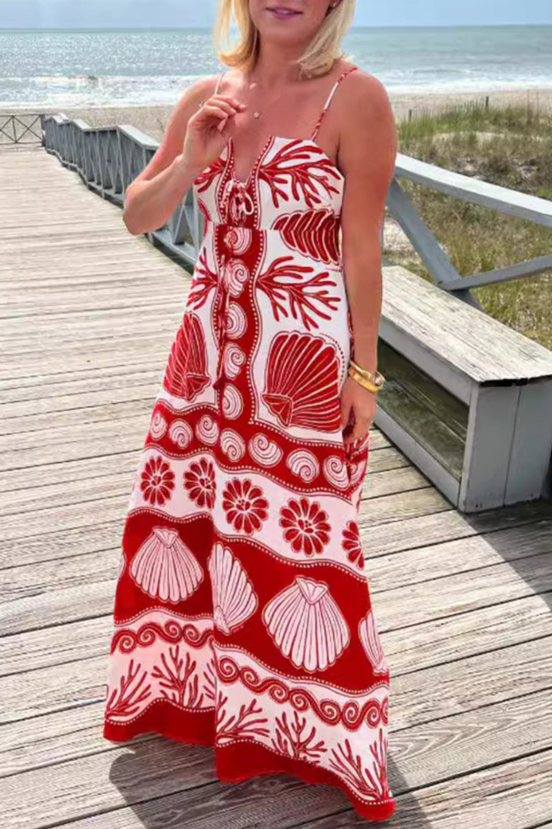 Vestidos sexis de vacaciones con estampado geométrico, encaje y escote en V