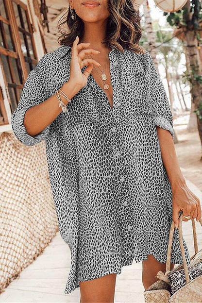 Vestidos rectos con cuello vuelto y estampado casual de patchwork (6 colores)