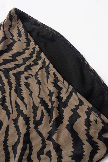 Vestidos sexis sin tirantes con abertura y malla con estampado animal