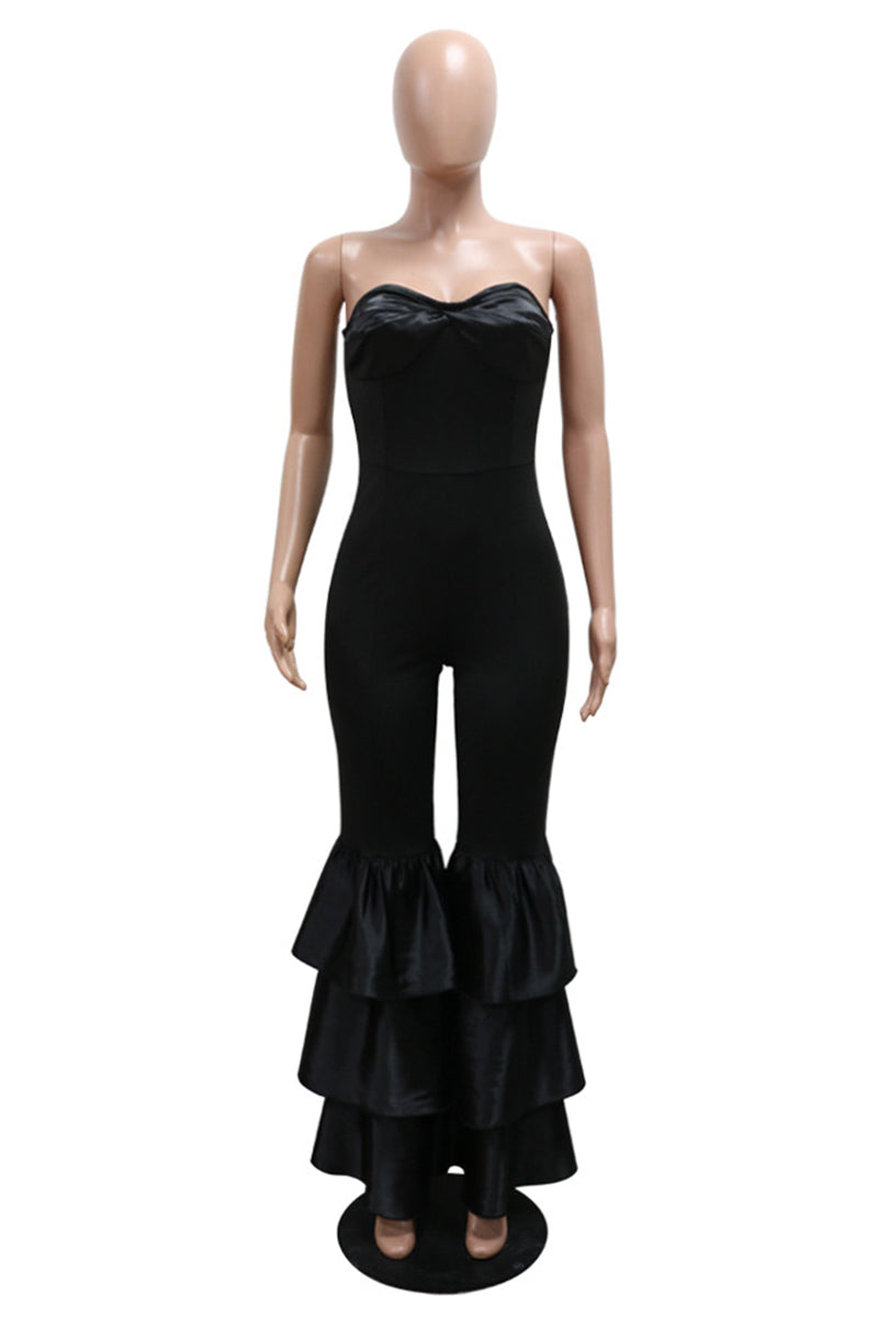 Mono ajustado sin tirantes, con espalda descubierta y parches de color sólido, informal y sexy