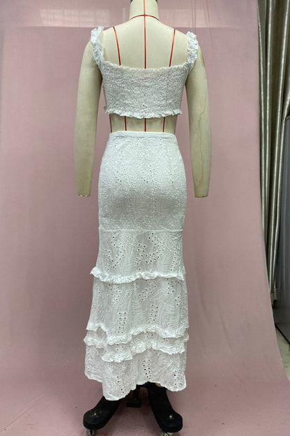 Conjunto informal de dos piezas sin mangas con tirantes finos, espalda descubierta y color sólido
