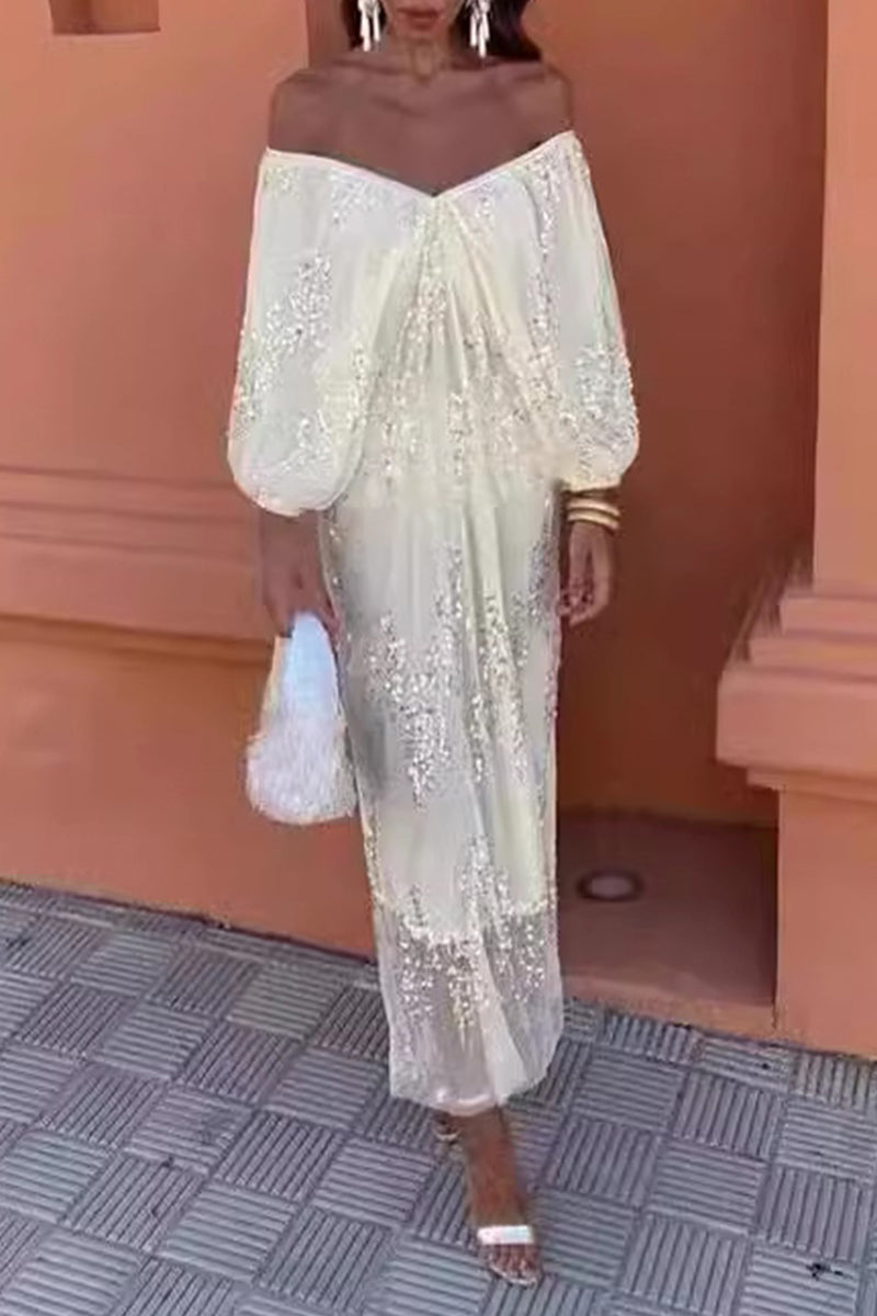 Vestidos de celebridades sexys con lentejuelas de color sólido y escote en V, falda de un solo paso