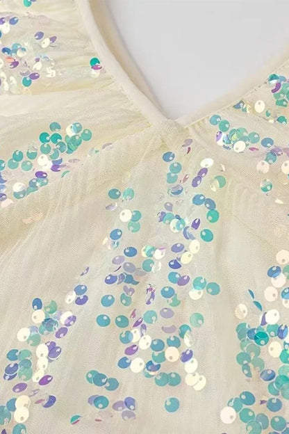 Vestidos de celebridades sexys con lentejuelas de color sólido y escote en V, falda de un solo paso