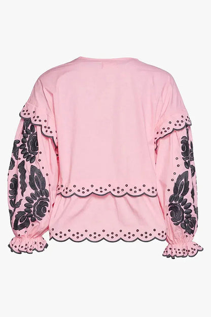 Blusas casuales de color sólido con encaje, cuello en V y patchwork (3 colores)
