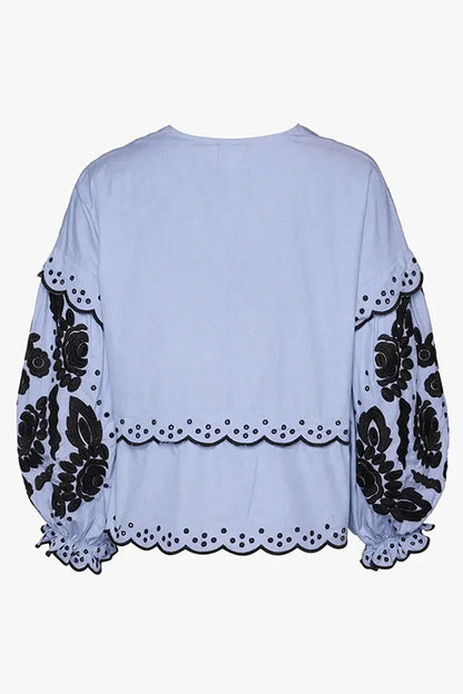 Blusas casuales de color liso con encaje, cuello en V y patchwork (3 colores)