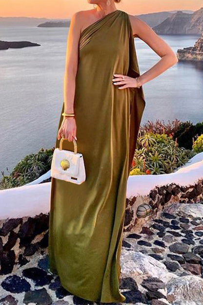 Vestidos sexis de color liso con cuello oblicuo irregular (3 colores)
