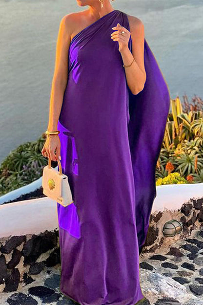 Vestidos sexis de color liso con cuello oblicuo irregular (3 colores)