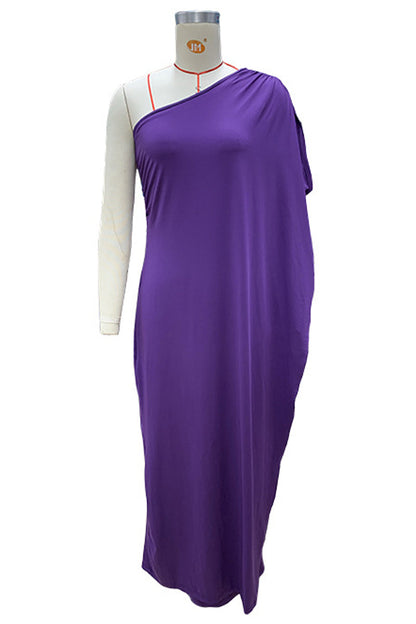 Vestidos sexis de color liso con cuello oblicuo irregular (3 colores)