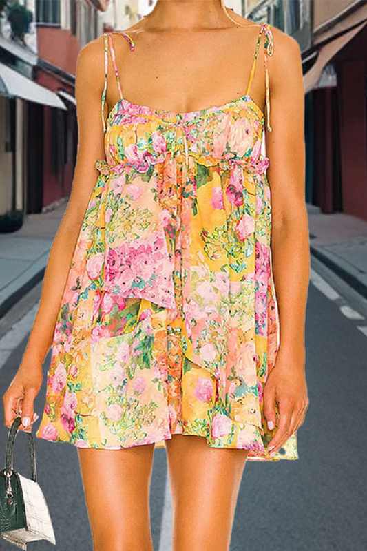 Minivestidos sexis de patchwork con estampado floral