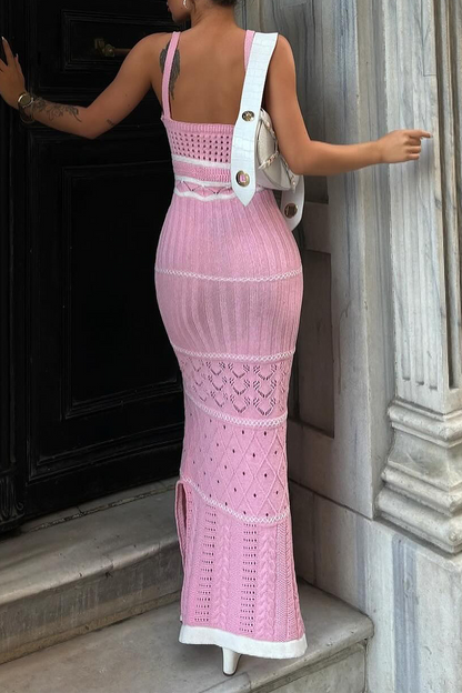 Vestido sexy de una sola pieza con escote en V y abertura a rayas (3 colores)