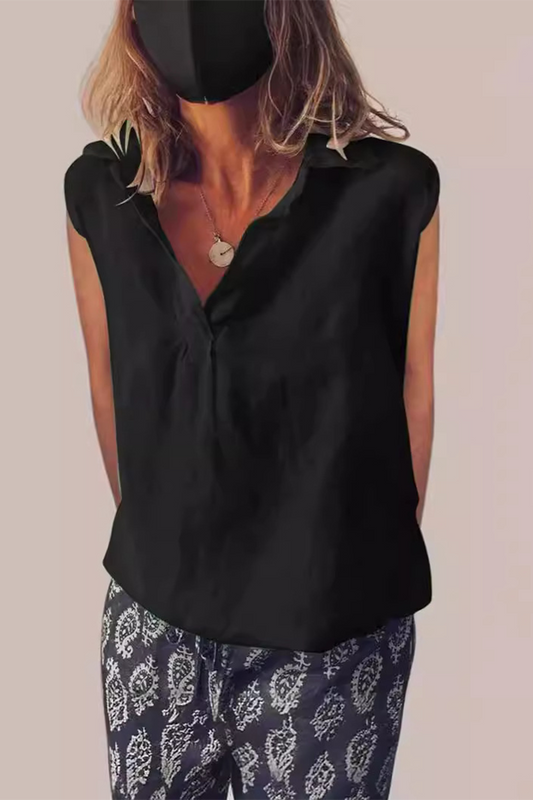 Blusas casuales de cuello vuelto de color liso para uso diario (6 colores)