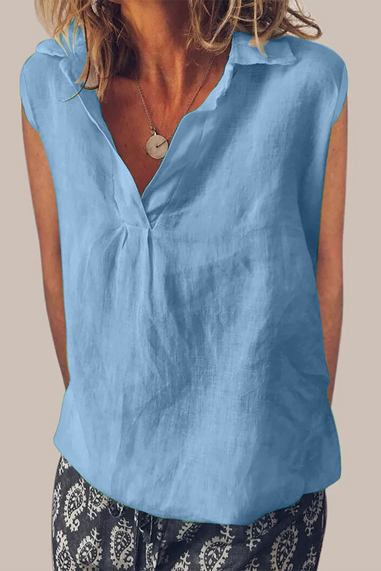 Blusas casuales de cuello vuelto de color liso para uso diario (6 colores)