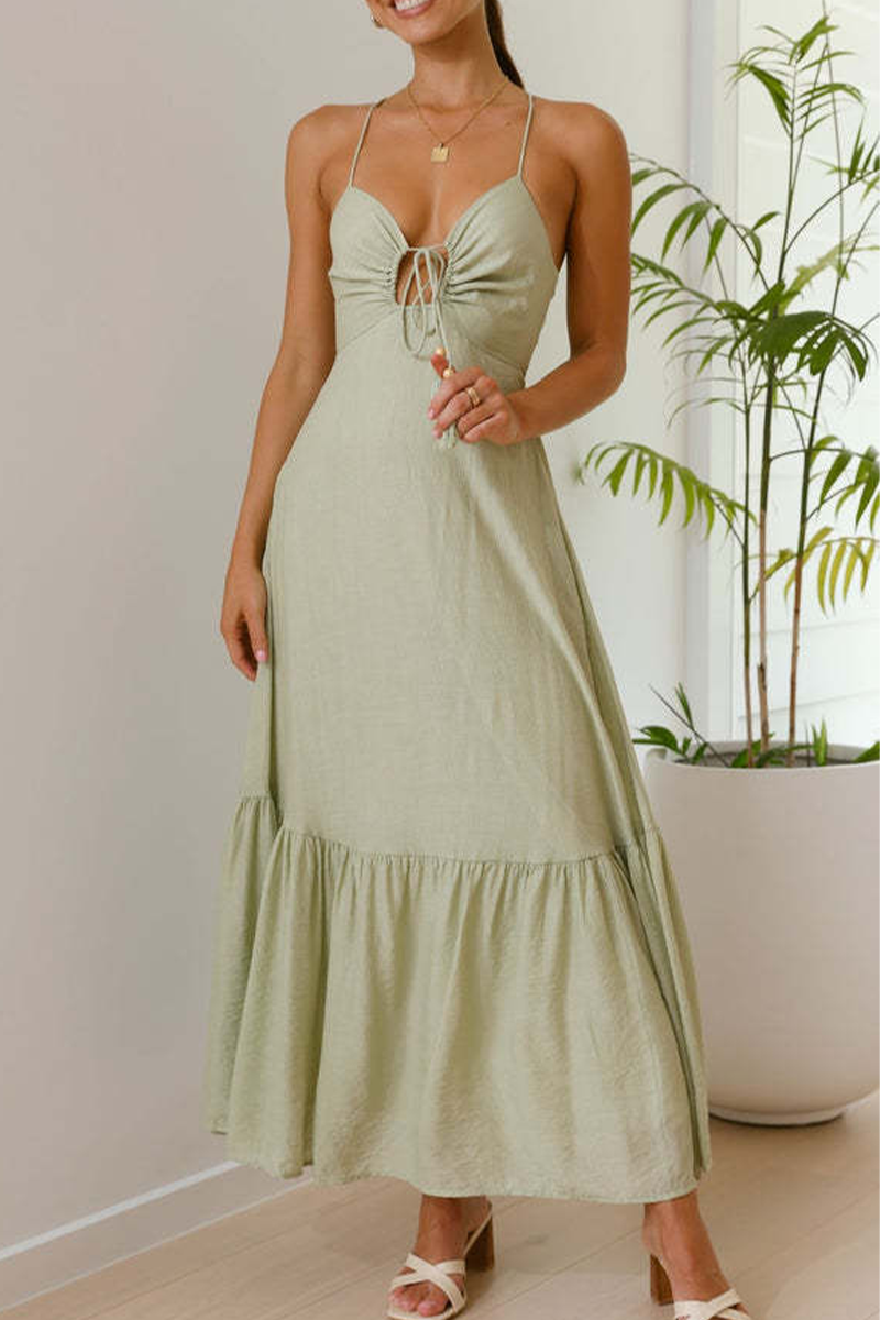 Vestidos sexis de tirantes con escote en V y diseño de color liso (3 colores)