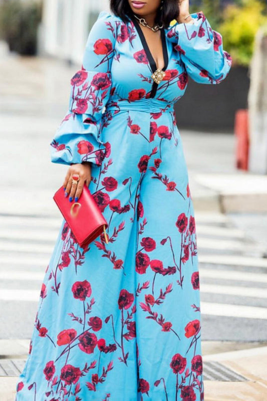 Monos holgados con cuello en V y patchwork con estampado de celebridades