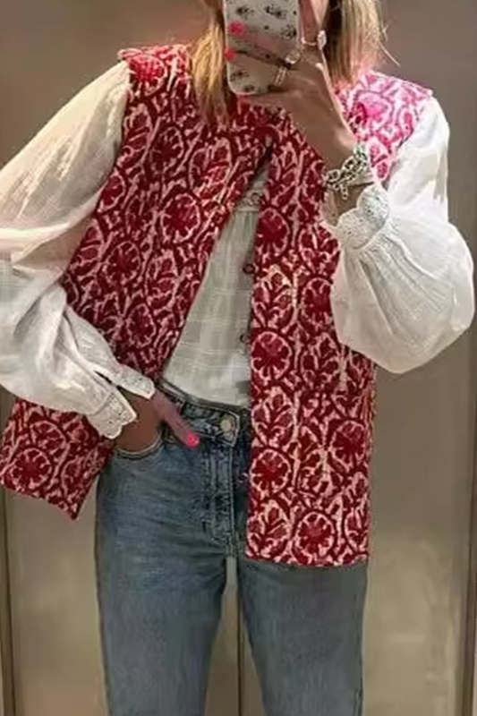 Tops casuales de patchwork con estampado geométrico