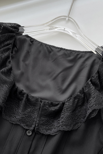 Tops sexys de encaje con cuello en U en color sólido