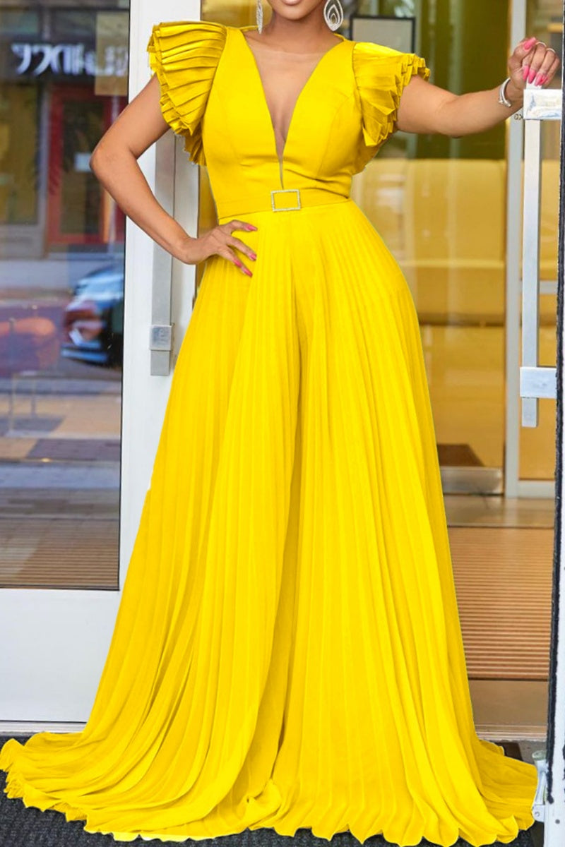 Casual Solid Color With Belt Regular Jumpsuits(7 Colors)