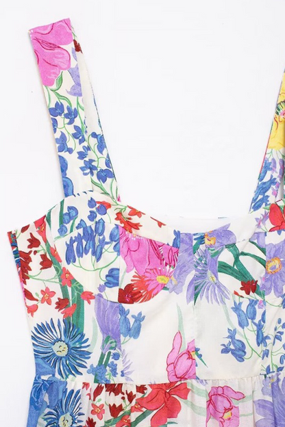 Vestidos casuales con estampado floral y patchwork