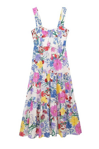 Vestidos casuales con estampado floral y patchwork