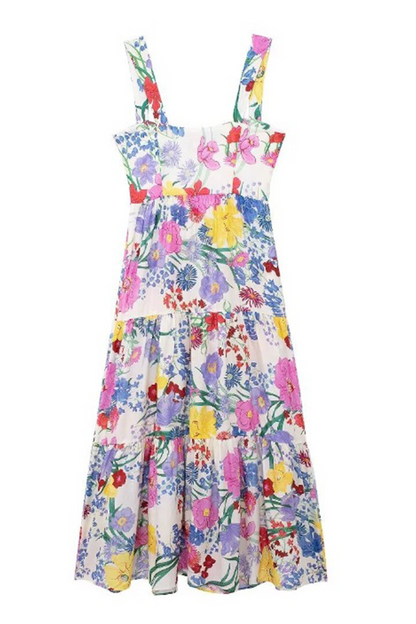 Vestidos casuales con estampado floral y patchwork
