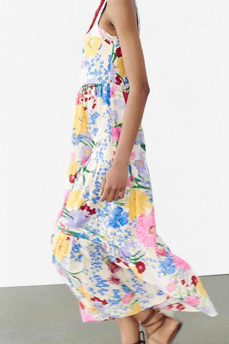 Vestidos casuales con estampado floral y patchwork