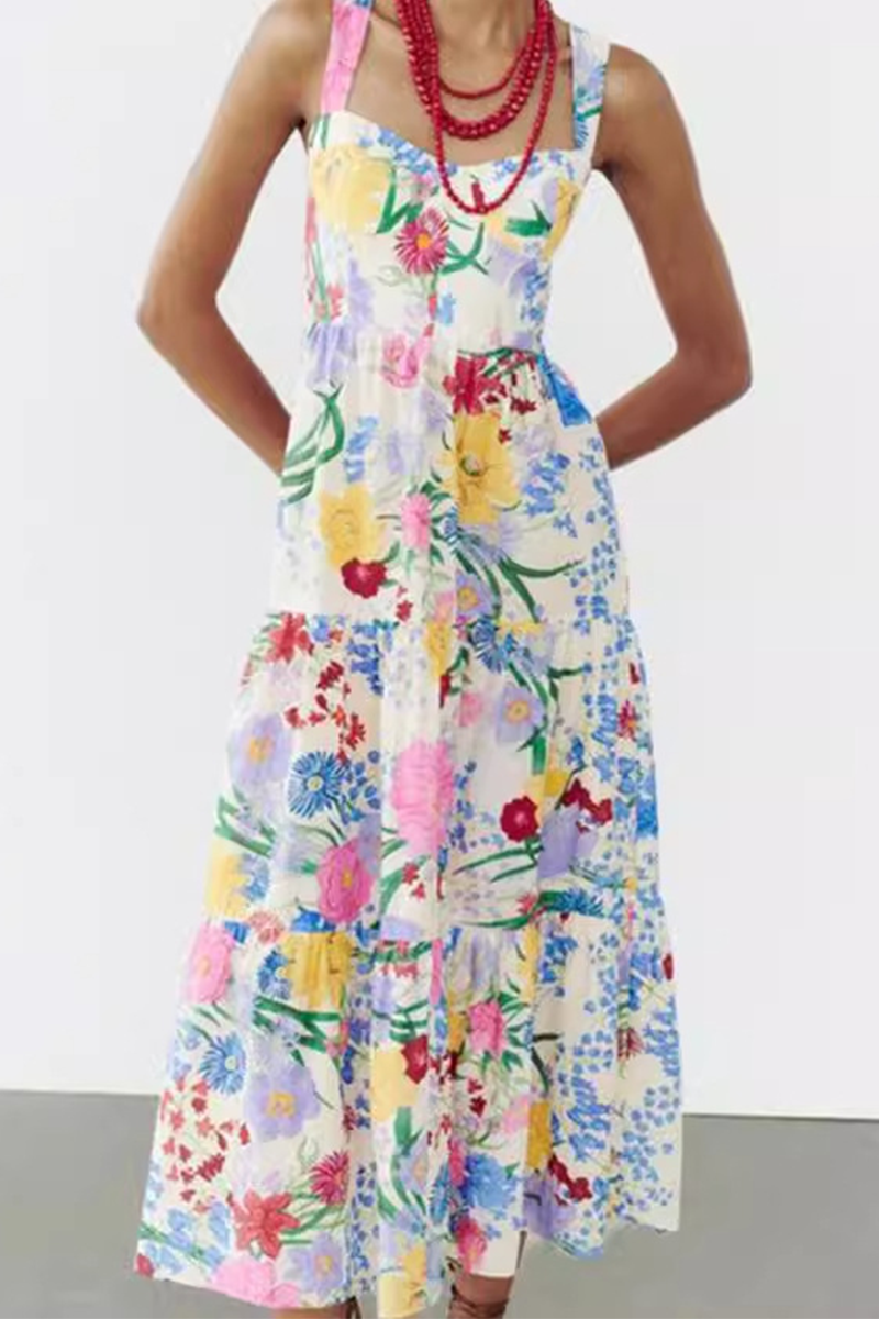Vestidos casuales con estampado floral y patchwork