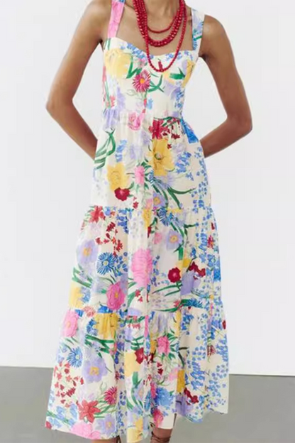 Vestidos casuales con estampado floral y patchwork