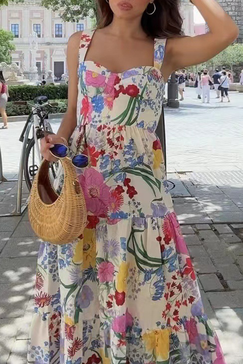 Vestidos casuales con estampado floral y patchwork