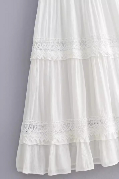 Vestidos sexis de corte A con escote en V, espalda descubierta y calados en color sólido