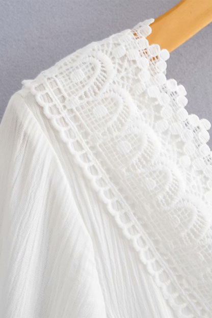 Vestidos sexis de corte A con escote en V, espalda descubierta y calados en color sólido