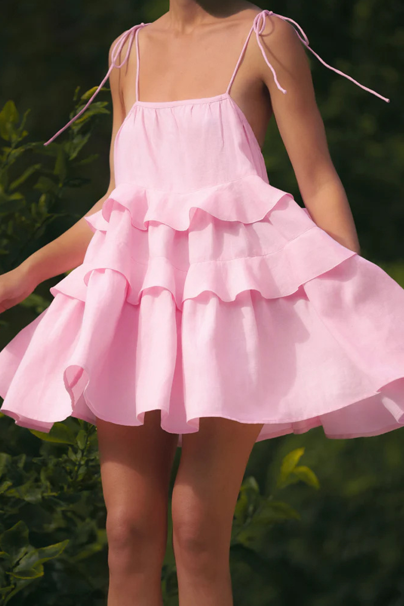 Vestidos sexis de color liso con encaje y cuello en U (3 colores)