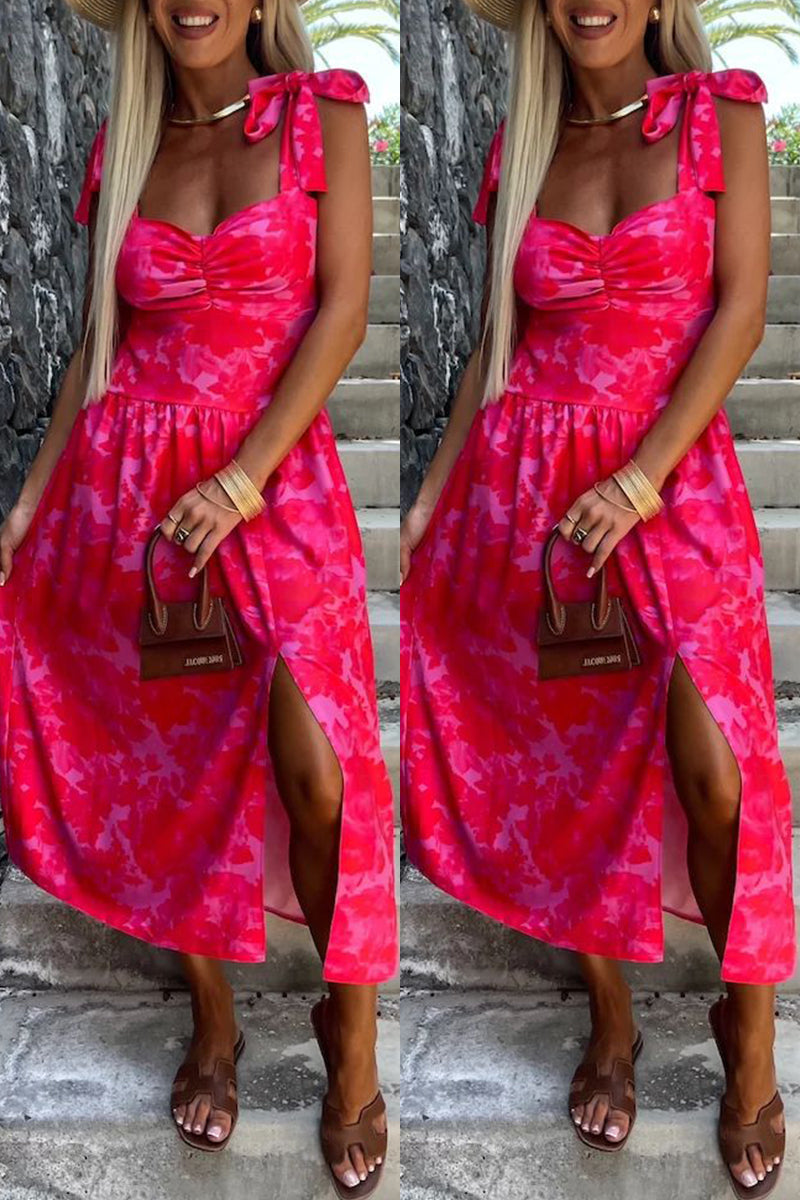 Vestido informal sin mangas con estampado floral, espalda descubierta, cinturón y tirantes finos (7 colores)