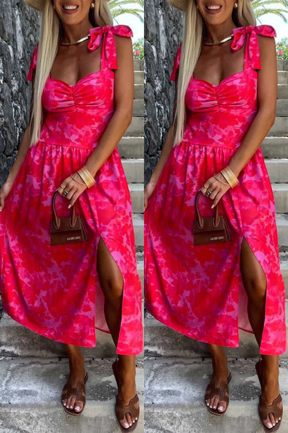 Vestido informal sin mangas con estampado floral, espalda descubierta, cinturón y tirantes finos (7 colores)