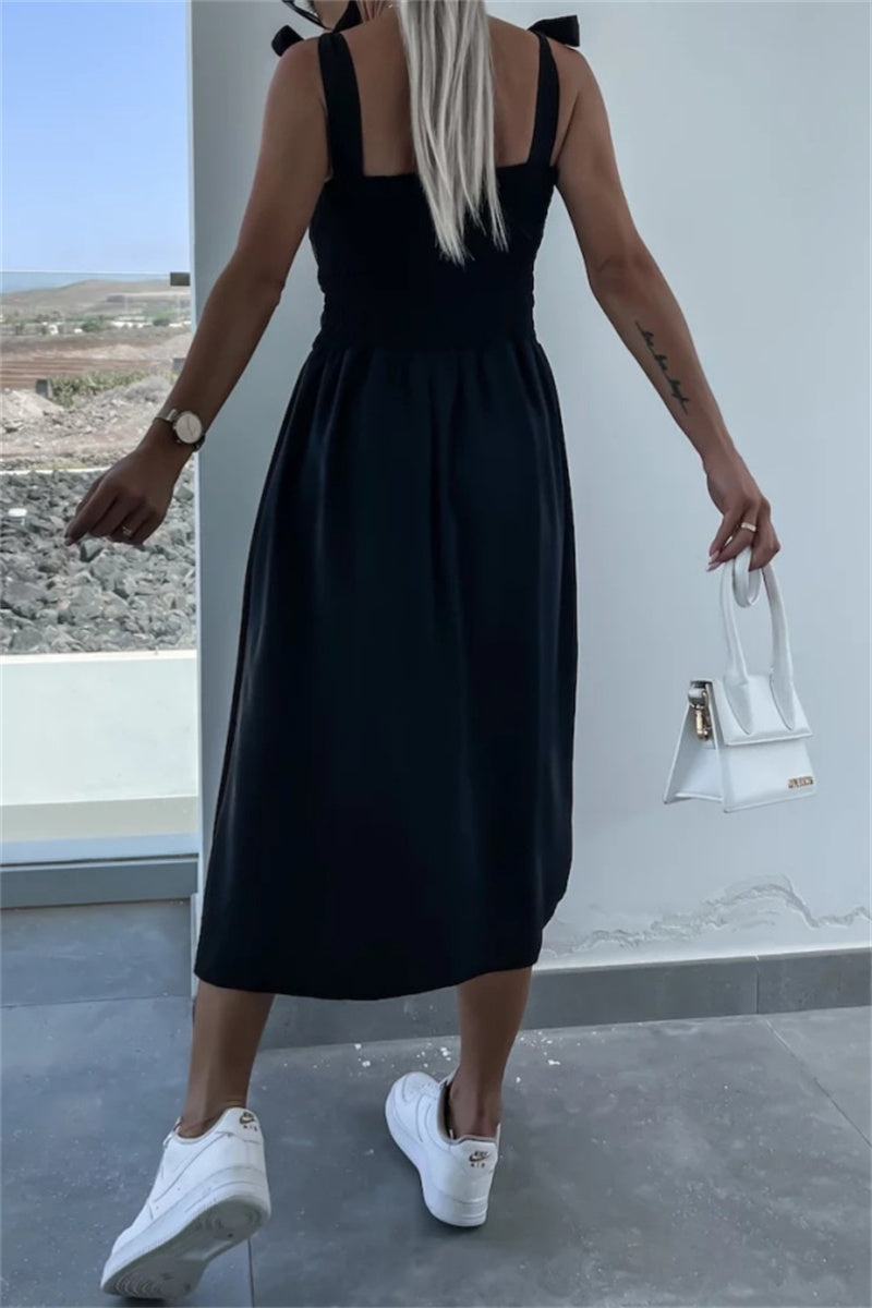 Vestido informal sin mangas con estampado floral, espalda descubierta, cinturón y tirantes finos (7 colores)