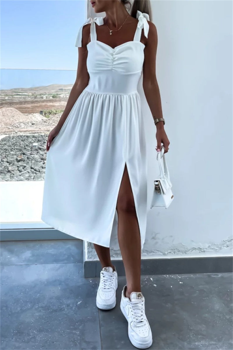 Vestido informal sin mangas con estampado floral, espalda descubierta, cinturón y tirantes finos (7 colores)