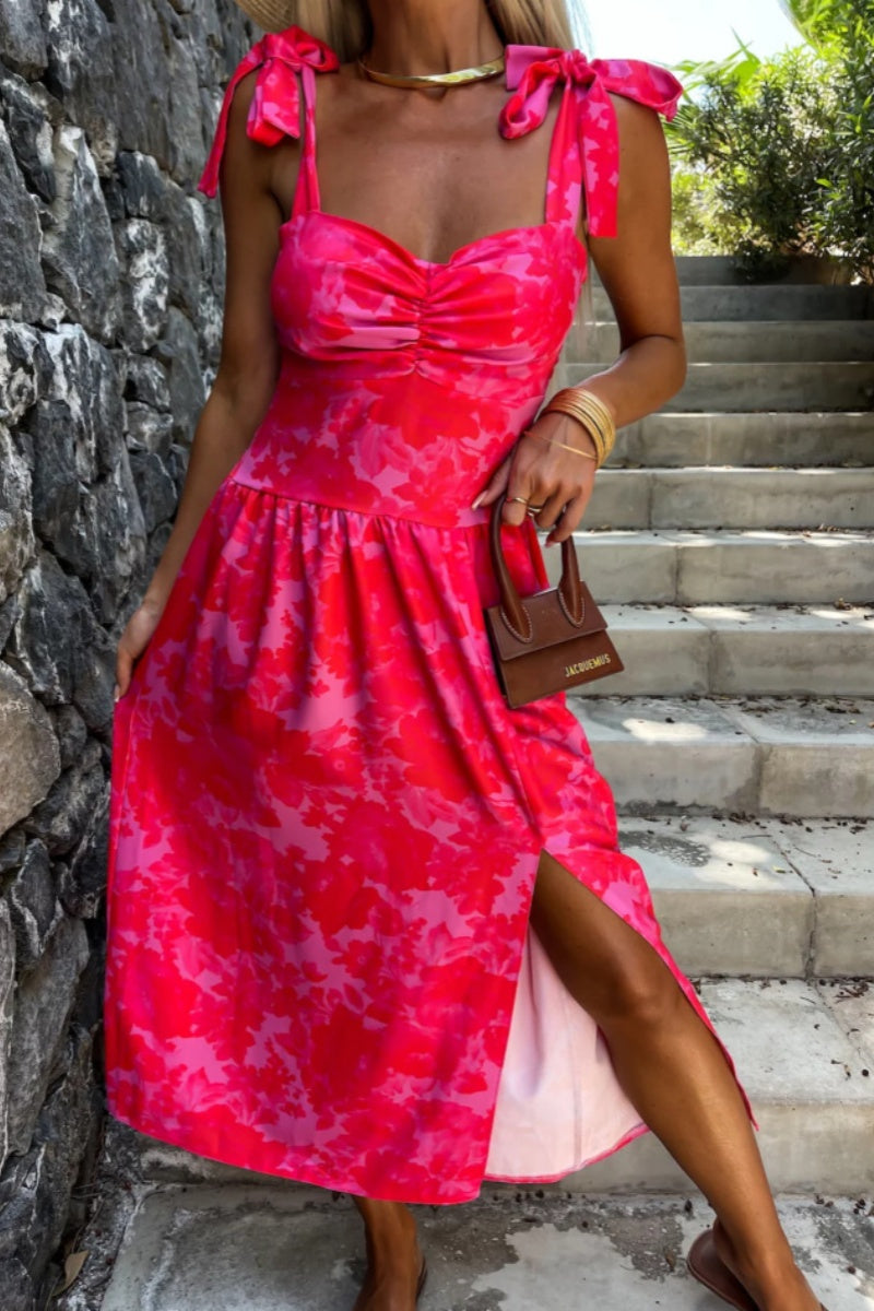 Vestido informal sin mangas con estampado floral, espalda descubierta, cinturón y tirantes finos (7 colores)