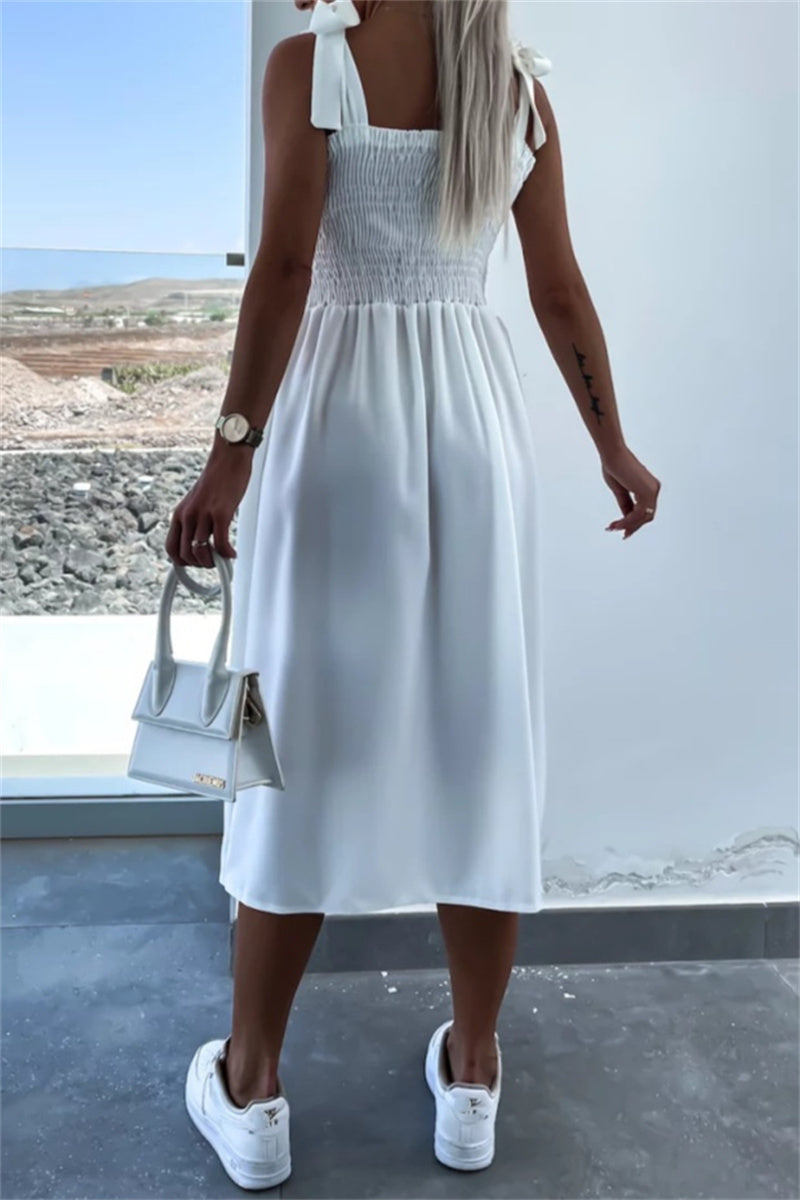 Vestido informal sin mangas con estampado floral, espalda descubierta, cinturón y tirantes finos (7 colores)