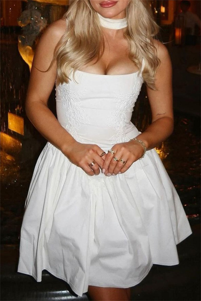 Vestidos sexis casuales de color sólido sin espalda con tirantes finos en forma de A