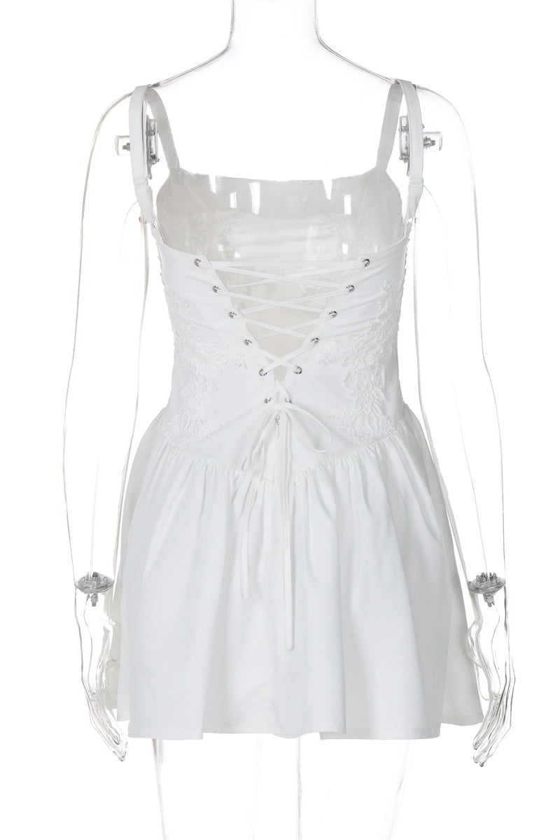 Vestidos sexis casuales de color sólido sin espalda con tirantes finos en forma de A